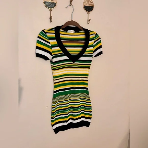knee length dresses for ladies Tied Striped Cap Sleeve Mini Dress Stripe / 2XL